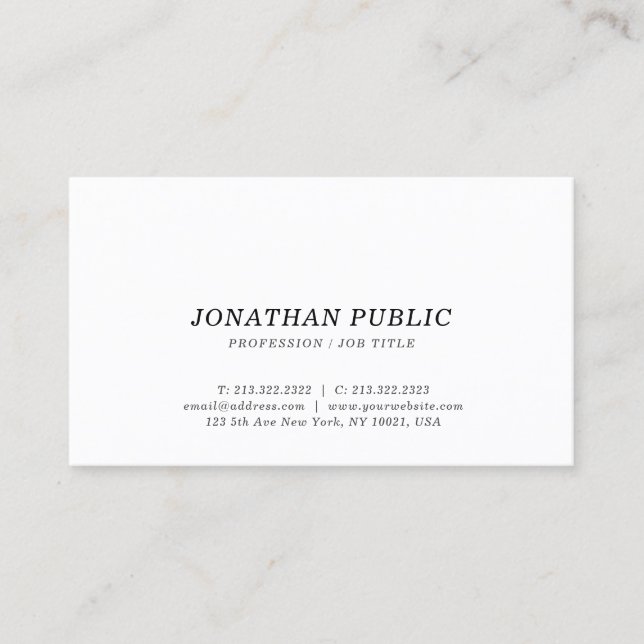 Modern Elegant Minimalist Template Cursive Font Business Card (Front)