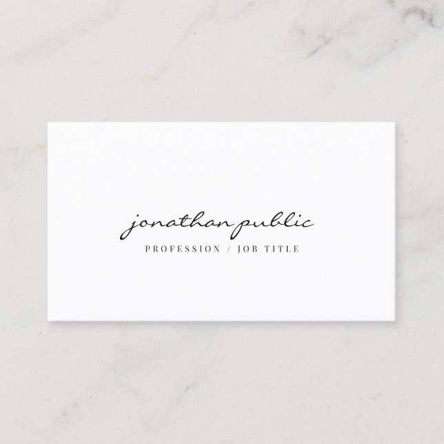 Modern Elegant Minimalist Template Script Profile Business Card (Front)