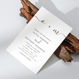Modern Elegant Minimalist Wedding   Script Initial Invitation