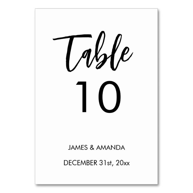 Modern Elegant Minimalist Wedding Table Number (Front)