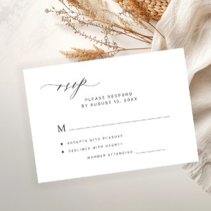 Modern elegant minimalist white wedding RSVP card
