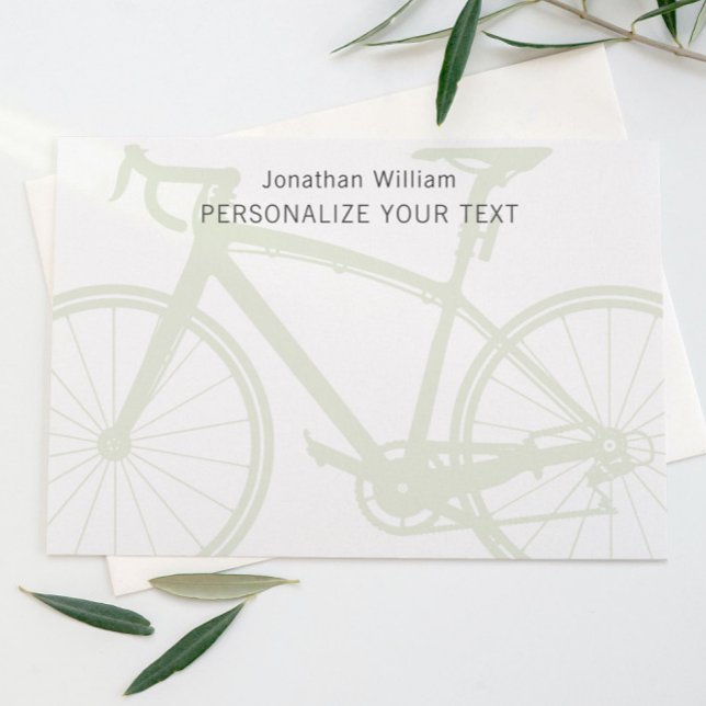 Modern Elegant Minimalistic Bicycle Green Personal Stationery (Creator Uploaded)