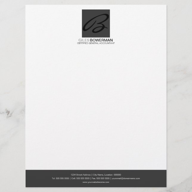 Modern & Elegant Monogram Business Letterhead (Front)