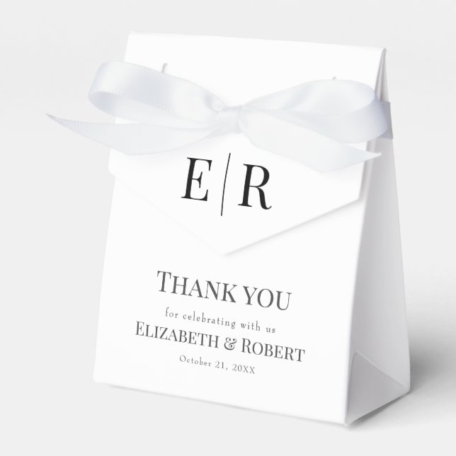 Modern Elegant Monogram Couple Photo Favor Box (Front Side)