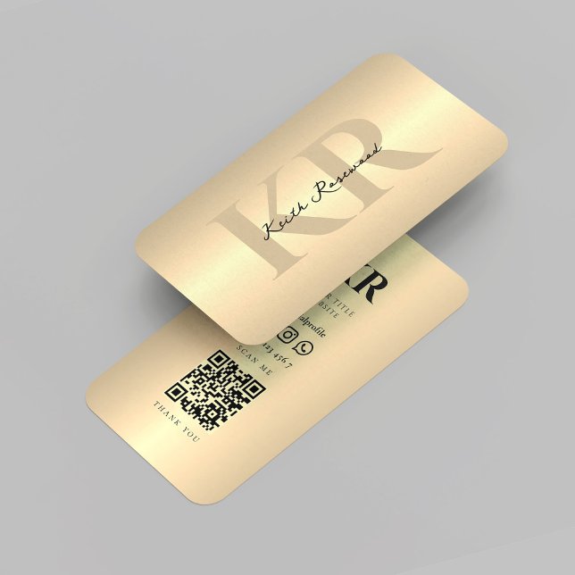 Modern Elegant Monogram Custom Name Gold QR Business Card (Modern Elegant Monogram Custom Name Gold QR Business Card
)
