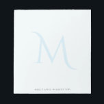 Modern Elegant Monogram Faded Light Blue Notepad<br><div class="desc">This design features a large monogram letter faded in the background with space for a name/text at the bottom. Click the customize button for more flexibility in modifying the text. Variations of this design, different paper types, as well as coordinating products are available in our shop, zazzle.com/store/doodlelulu. Contact us if...</div>