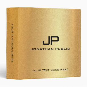 Modern Elegant Monogram Faux Gold Glitter Template Binder