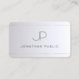 Modern Elegant Monogram Gold Silver Rounded Business Card