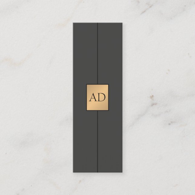 Modern Elegant Monogram Grey Faux Gold Consultant Mini Business Card (Front)
