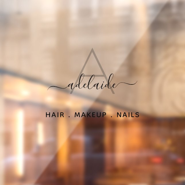 Modern Elegant Monogram Hair Stylist Makeup Artist Window Cling (Sheet 2)