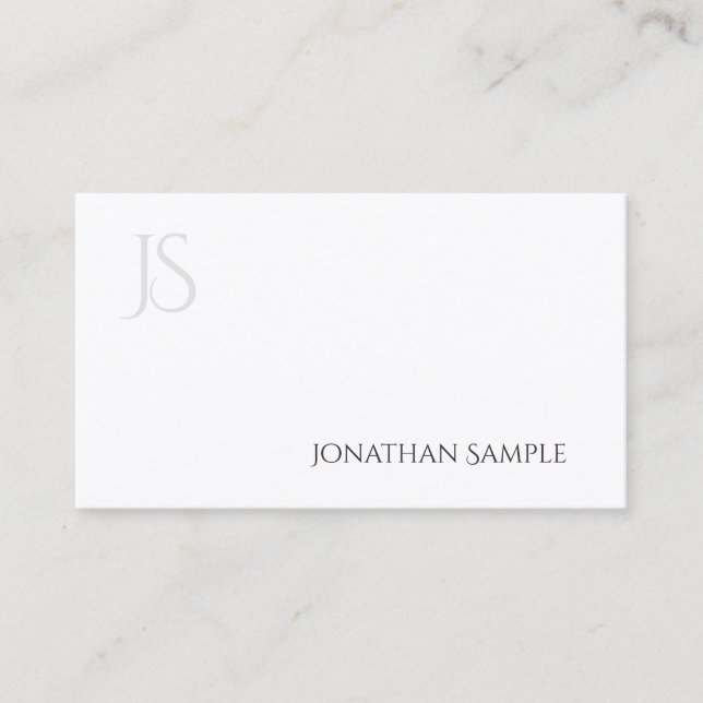 Modern Elegant Monogram Minimalist Design Plain Business Card (Front)