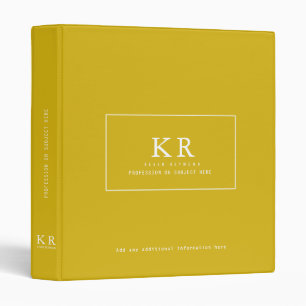 Modern & Elegant Monogram Mustard Binder