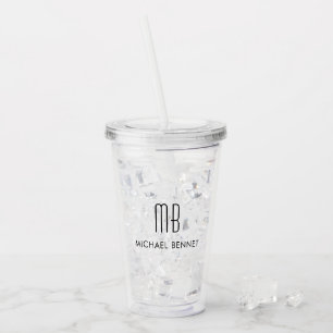 Modern Elegant Monogram Name Acrylic Tumbler