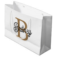 Modern Elegant Monogram Name  Black Gold Script 