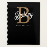Modern Elegant Monogram Name Black Gold Script Planner<br><div class="desc">The Modern Elegant Monogram Name Black Gold Script Planner is designed to bring a touch of sophistication to your organization. Featuring a stylish black cover with your monogram and name in elegant gold script, this planner offers both weekly and monthly views, making it perfect for scheduling appointments, planning events, and...</div>