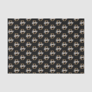 Modern Elegant Monogram Name  Black Gold Script  Tissue Paper