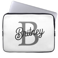 Modern Elegant Monogram Name  Black Grey Script 