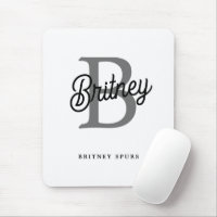 Modern Elegant Monogram Name  Black Grey Script 