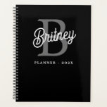 Modern Elegant Monogram Name  Black Grey Script  Planner<br><div class="desc">The Modern Elegant Monogram Name Black Grey Script Planner is a sophisticated and stylish way to organize your schedule and tasks. Featuring a sleek black and grey design with a personalized monogram and name in an elegant script font, this planner adds a touch of refinement to your daily planning. It's...</div>