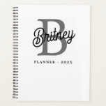 Modern Elegant Monogram Name  Black Grey Script  Planner<br><div class="desc">The Modern Elegant Monogram Name Black Grey Script Planner is a sophisticated and stylish way to organize your schedule and tasks. Featuring a sleek black and grey design with a personalized monogram and name in an elegant script font, this planner adds a touch of refinement to your daily planning. It's...</div>