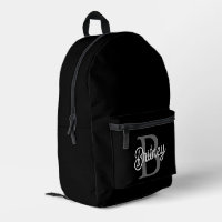 Modern Elegant Monogram Name Black Grey Script