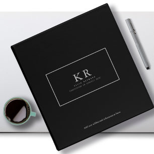 Modern Elegant Monogram on black Binder