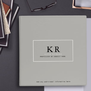 Modern & elegant monogram on grey binder