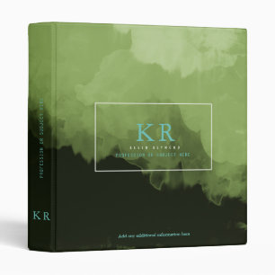 modern & elegant monogram on shades of green binder