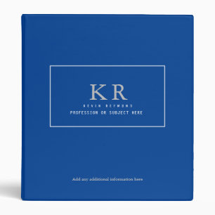 Modern Elegant Monogram royal-blue Binder