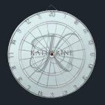 Modern Elegant Monogram Script Aqua Blue Dartboard<br><div class="desc">The elegant design features your initial in a gorgeous calligraphy script with flourishes that wrap around your family name. Makes a great gift for grandma, a birthday, for Mother's Day, or any other family holiday.</div>