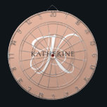 Modern Elegant Monogram Script Blush Pink Dartboard<br><div class="desc">The elegant design features your initial in a gorgeous calligraphy script with flourishes that wrap around your family name.  Makes a great gift for grandma,  a birthday,  for Mother's Day,  or any other family holiday.</div>
