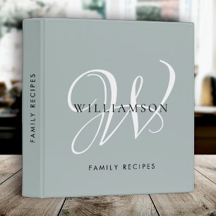 Modern Elegant Monogram Script Dusty Grey Binder