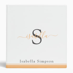 Modern Elegant Monogram Script Peach Binder