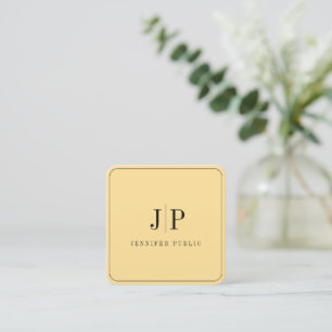 Modern Elegant Monogram Template Luxe Glamour Gold Square Business Card