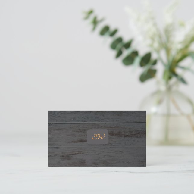Modern elegant monogrammed QR code business cards (Standing Front)
