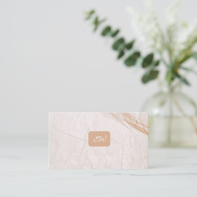 Modern elegant monogrammed QR code business cards (Standing Front)