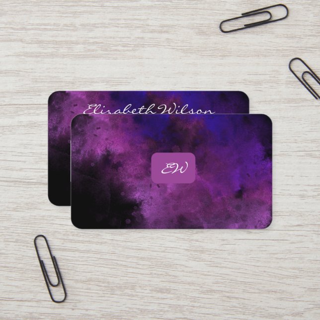 Modern elegant monogrammed QR code business cards (Front/Back In Situ)