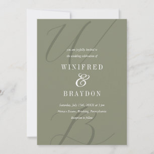 Modern Elegant Moss Monogram Wedding Invitation