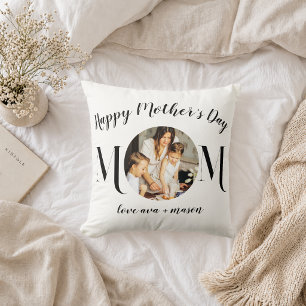 Modern Elegant Mother's Day Photo Throw Pillow