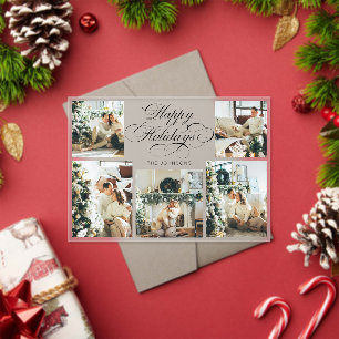Modern Elegant Multi Photo Collage Christmas Card Acrylic Invitations