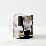Modern elegant multi photo family black gift coffee mug<br><div class="desc">Modern elegant stylish multi photo family home decor mug gift. Modern black and white color can be changed.</div>