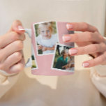Modern elegant multi photo family pink girly coffee mug<br><div class="desc">Modern elegant stylish multi photo family home decor gift. Modern girly pink colour can be changed.</div>