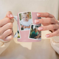 Modern elegant multi photo family pink girly