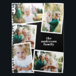 Modern elegant multi photo family stylish black notebook<br><div class="desc">Modern elegant multi photo family stylish elegant design. Ideal thoughtful birthday,  Mothers day,  Fathers day,  or Christmas day gift. Black colour can be personalized.</div>