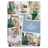 Modern elegant multi photo family stylish blue iPad air cover (Front)