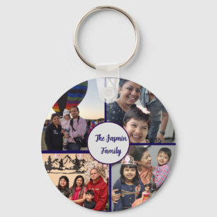 Modern elegant multi photo family stylish  keychain