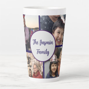 Modern elegant multi photo family stylish  latte mug