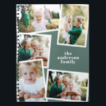 Modern elegant multi photo family stylish sage notebook<br><div class="desc">Modern elegant multi photo family stylish elegant design. Ideal thoughtful birthday,  Mothers day,  Fathers day,  or Christmas day gift. Sage green colour can be personalized.</div>