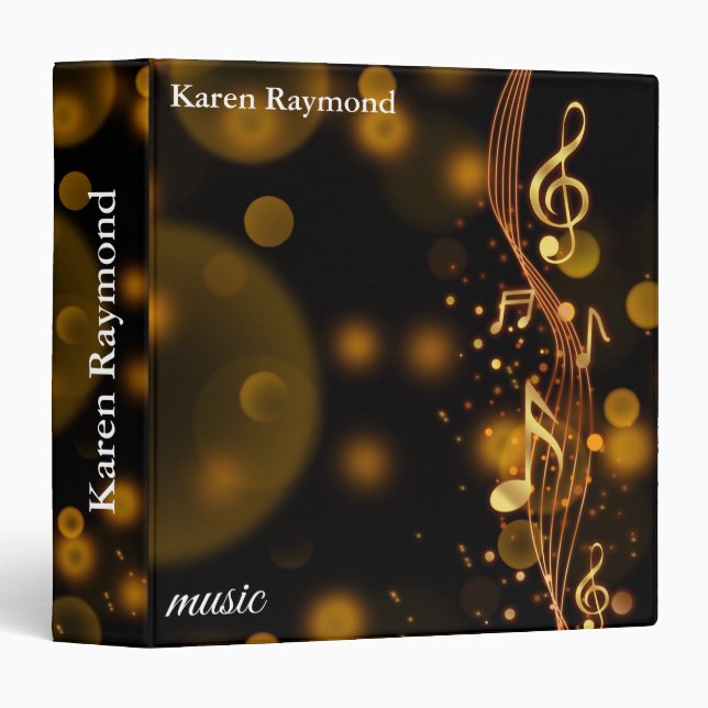 Modern Elegant Music Note 3 Ring Binder (Front/Spine)