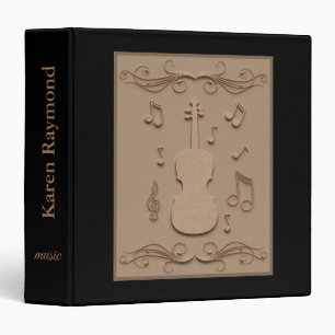 Modern Elegant Musical Notes with Guitar Wooden Binder